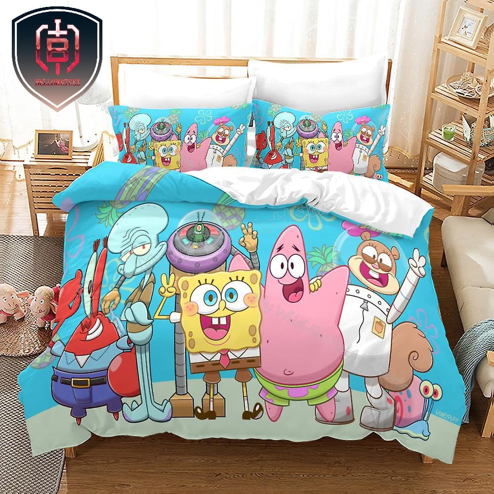 SpongeBob Squarepants Mr Krabs Sandy Cheeks Patrick Star Squidward  Tentacles Duvet And Pillow Decor Bedroom Bedding Set - Bellonateez