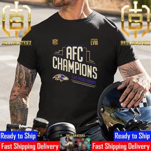 Congrats Baltimore Ravens 2023 AFC Champions And Advance to Super Bowl LVIII Las Vegas Bound Unisex T-Shirt