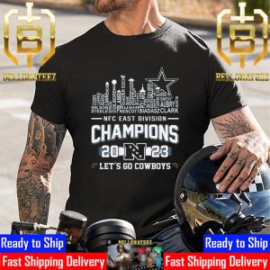 Cowboys 2023 NFC East Division Champions Lets Go Cowboys Skyline Unisex T-Shirt