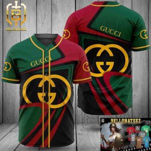 Gucci Yellow Logo Green Red Luxury Brand Premium Shirt For Fans Baseball Jersey Outfit