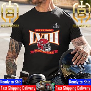 Helmet Kansas City Chiefs Headed Super Bowl LVIII Unisex T-Shirt