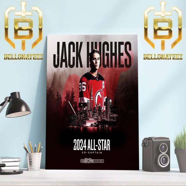 Jack Hughes In 2024 All-Star Co-Captain at The NHL All Star Game Home Decor Poster Canvas