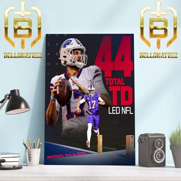 Josh Allen 44 Total TD Leader NFL Home Decor Poster Canvas