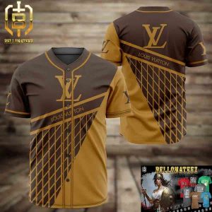 Louis Vuitton Brown Yellow Luxury Brand Premium Fashion Shirt For Fans Baseball Jersey Outfit