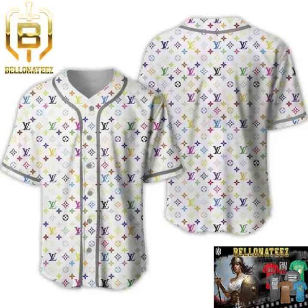 Louis Vuitton Colorful Logo White Luxury Brand Premium Fashion Shirt For Fans Baseball Jersey Outfit