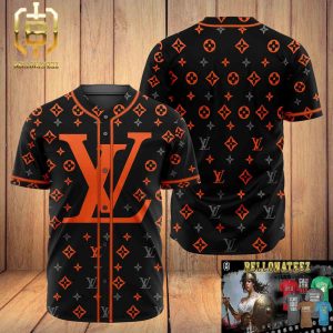 Louis Vuitton Orange Logo Black Luxury Brand Fashion Shirt For Fans Baseball Jersey Outfit