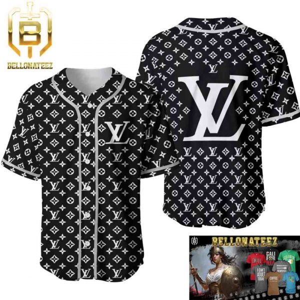 Louis Vuitton White Logo Black Premium Luxury Brand Fashion Shirt For Fans Baseball Jersey Outfit