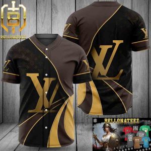 Louis Vuitton Yellow Logo Brown Black Luxury Brand Premium Fashion Shirt For Fans Baseball Jersey Outfit