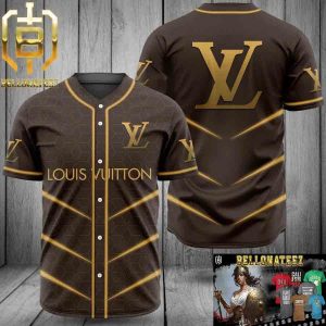 Louis Vuitton Yellow Logo Brown Luxury Brand Fashion Baseball Jersey Outfit Gifts Shirt For Fans
