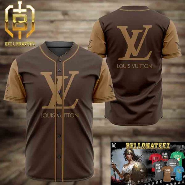 Louis Vuitton Yellow Logo Brown Premium Luxury Brand Fashion Shirt For Fans Baseball Jersey Outfit