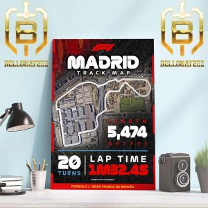 Madrid Track Map F1 Spanish GP Length 5474m 20 Turns Home Decor Poster Canvas