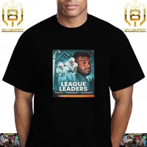 Miami Dolphins League Leaders With Tyreek Hill Raheem Mostert And Tua Tagovailoa Unisex T-Shirt