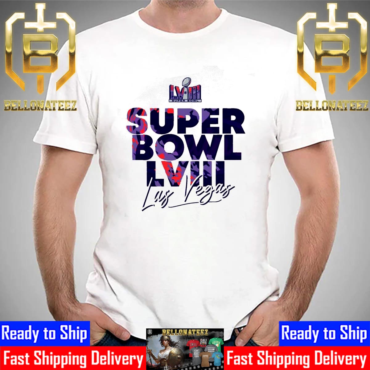 NFL Super Bowl LVIII Las Vegas 2024 Logo Unisex T-Shirt - Bellonateez