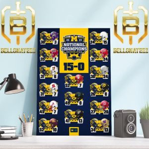 Perfect Season 15 Battles 15 Victories For Michigan Wolverines Football Go Blue 2023 National Champions Home Decor Poster Canvas