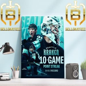 The Seattle Kraken 10-Game Point Streak 8-0-2 Record With Sixth Straight Victory Home Decor Poster Canvas
