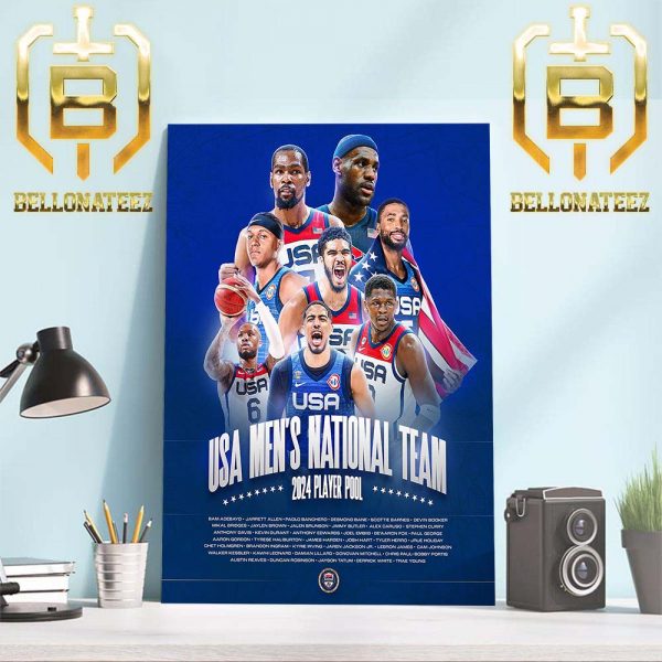 USA Basketball Mens National Team 2024 The Paris Player Pool Home Decor Poster Canvas