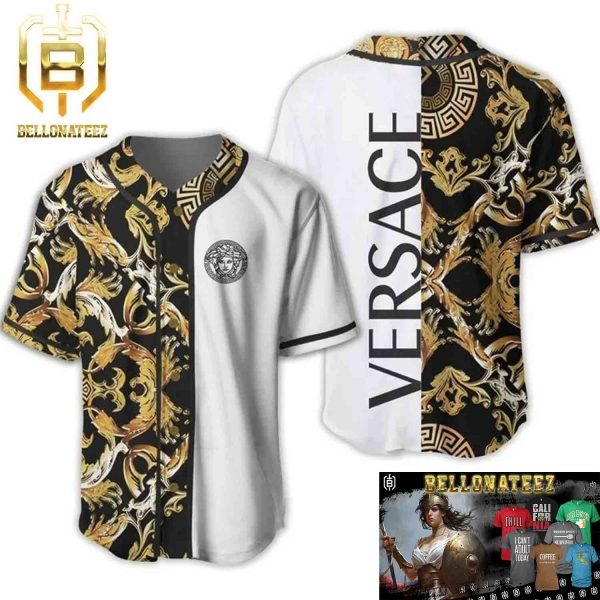 Versace Medusa Golden Pattern White Luxury Brand Premium Fashion Shirt For Fans Baseball Jersey Outfit