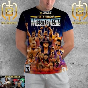 WWE 2K24 40 Years Of WrestleMania Official Poster All Over Print Shirt