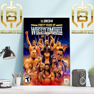 WWE 2K24 40 Years Of WrestleMania Official Poster Home Decor Poster Canvas