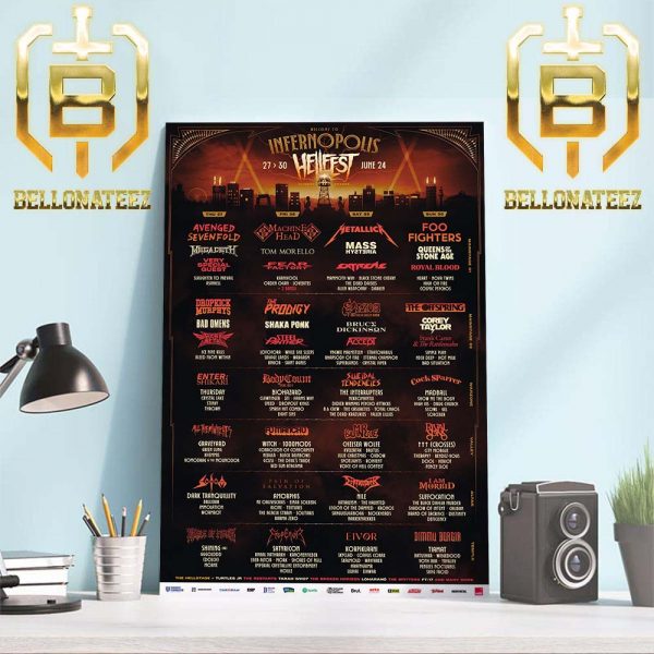 Welcome To Infernopolis Hellfest Open Air Festival Lineup 27th-30th June 2024 Home Decor Poster Canvas