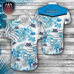 Bud Light Premium For Men And Women Tropical Summer Hawaiian Shirt Blue Tropical Flowers Perfect Gift