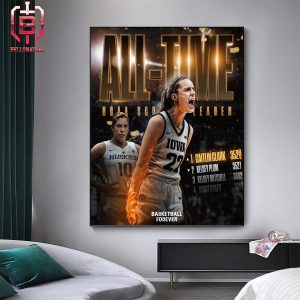 Iowa Hawkeyes Caitlin Clark Is The All-Time Leading Scorer In NCAA Women History Home Decor Poster Canvas