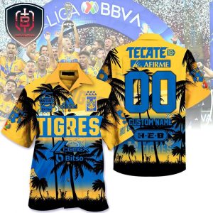 Custom Name Number Tigres UANL Campeon Liga Mx 2023 For Men And Women Tropical Summer Hawaiian Shirt