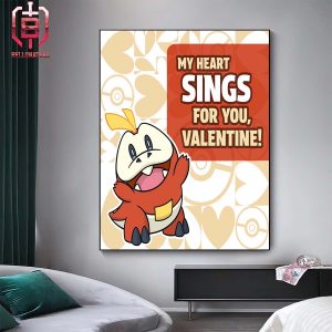 Fuecoco With Some Adorable Sweet Pokemon – Themed Valentine’s Day Home Decor Poster Canvas