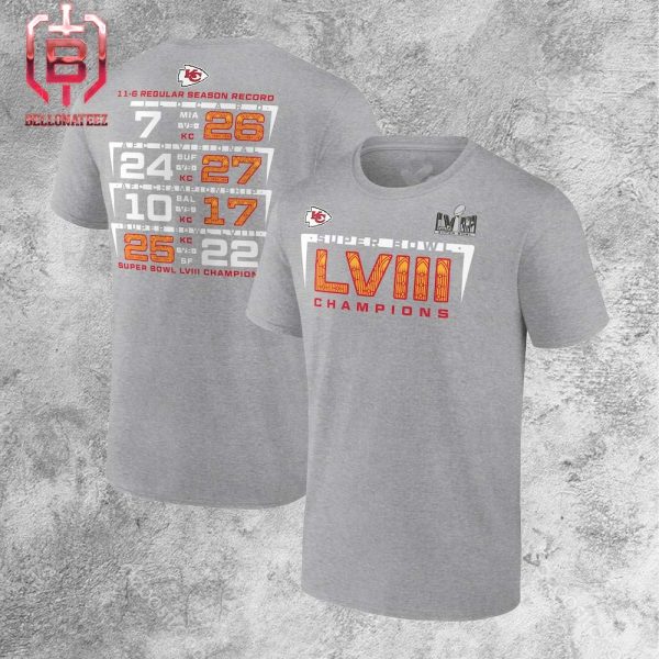 Kansas City Chiefs Fanatics Branded Super Bowl LVIII Champions Counting Points Score Two Sides Unisex T-Shirt