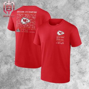 Kansas City Chiefs Fanatics Branded Super Bowl LVIII Champions Roster Autograph Signing Two Sides Unisex T-Shirt