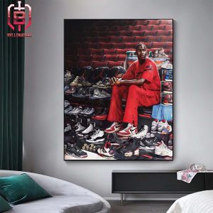 Michael Jordan And His Nike Airness Signature Shoes Of The Goat Home Decor Poster Canvas