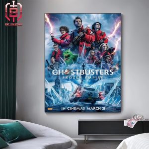 New Poster For GhostBuster Frozen Empire With Whole Squad Releasing In Theaters On March 22 Home Decor Poster Canvsa