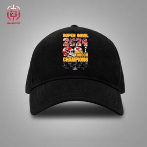Official Kansas City Chiefs Super Bowl LVIII 2024 Chiefs Kingdom Champions Signatures Classic Hat Cap – Snapback