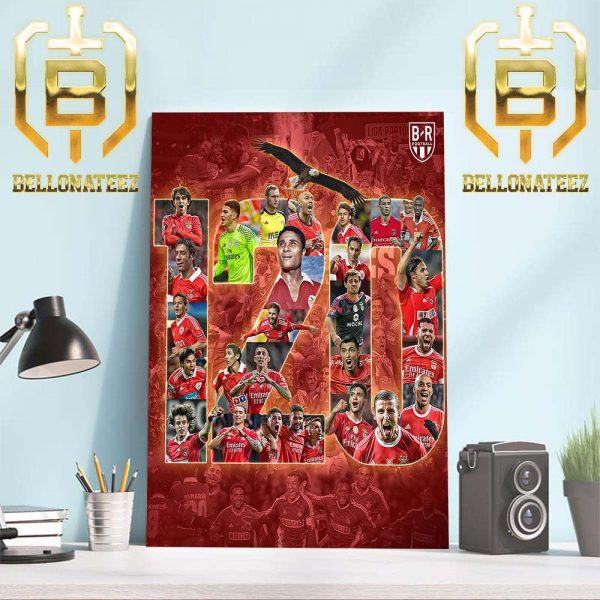 Official Poster Celebrating 120 Years Of Benfica FC Home Decor Poster Canvas