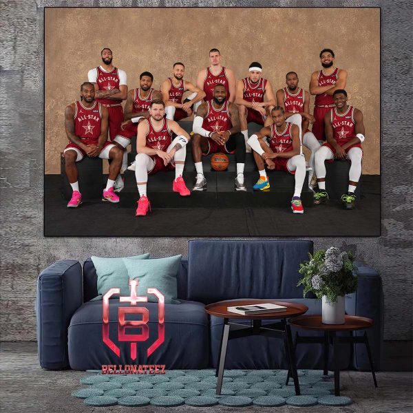 Photoshoot Before Match Of The Western Team Line Up NBA All-Star Indianapolis 2024 Home Decor Poster Canvas
