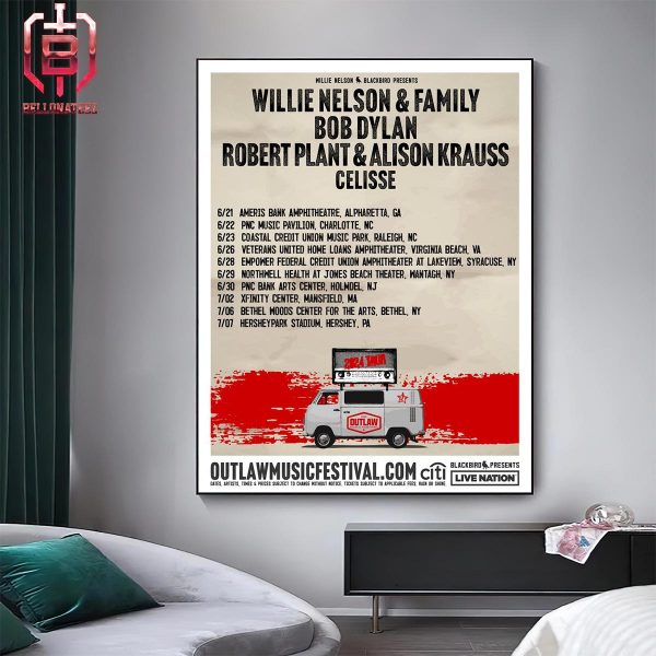 Robert Plant And Alison Krauss Will Be On The Road In 2024 With Willienelson Official In An Incredible Lineup At The 2024 Outlaw Music Festival Tour Home Decor Poster Canvas