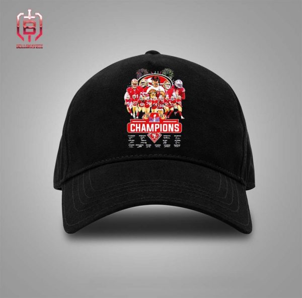 San Francisco 49ers Super Bowl LVIII 2024 Champions Signatures Classic Hat Cap – Snapback