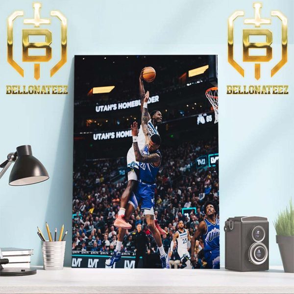 Anthony Edwards Crazy Dunk Of The Year Vs Utah Jazz Home Decor Poster Canvas