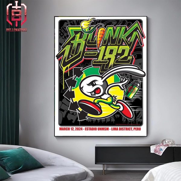 Blink 182 Poster Prints For Their Show At Estadio Unmsm Lima District Peru On March 12th 2024 Home Decor Poster Canvas