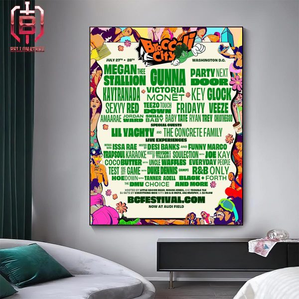 Broccoli City Festival 2024 On July 27th-28th 2024 At Audi Field Hosted By Little Bacon Bear Mouse Jones And Tequila TLK Home Decor Poster Canvas