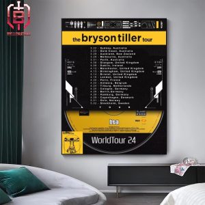 Bryson Tiller Shirt 2024 World Tour With DJ Nitrane And Slum Tiller Poster Home Decor Poster Canvas