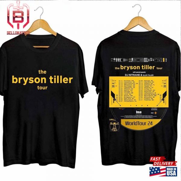 Bryson Tiller Shirt 2024 World Tour With DJ Nitrane And Slum Tiller Two Sides Unisex T-Shirt