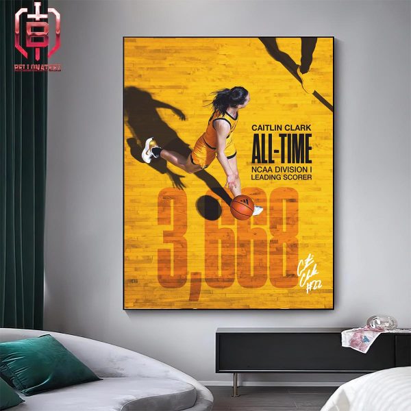 Caitlin Clark Is The All-Time Leading Scorer In NCAA Division I History Home Decor Poster Canvas