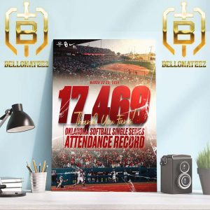 Championship Mindset Oklahoma Softball Single Series Attendance Record Thank You Sooner Nation Home Decor Poster Canvas