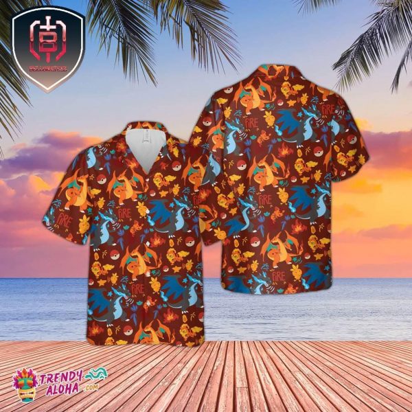 Charizard Mega Evolution X And Y 3D Button Up Shirt Movies Comics Aloha Style For Summer Vacation Hawaiian Shirt
