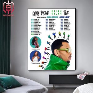 Chris Brown 11 11 Tour With Special Guest Ayra Starr And Muni Long From June 5th 2024 Home Decor Poster Canvas