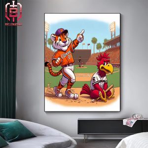 Clemson Tiger Wins The Opener Over South Carolina Gamecocks In 12 Innings As Andrew Ciufo Walks It Off 5-4 Mascot Home Decor Poster Canvas