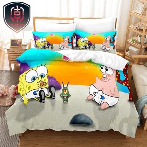 Cute Baby SpongeBob And Patrick Stars Gift For Kid Bedroom Decor Bedding Set
