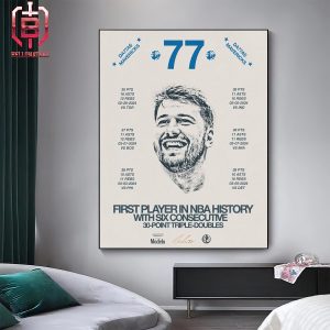 Dallas Mavericks Luka Doncic Is First Player In NBA History With Six Consecutive 30-Point Triple Doubles Home Decor Poster Canvas