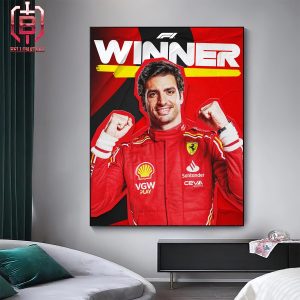 Ferrari Team Carlos Sainz Wins In A Australia GP Formula 1 Home Decor Poster Canvas